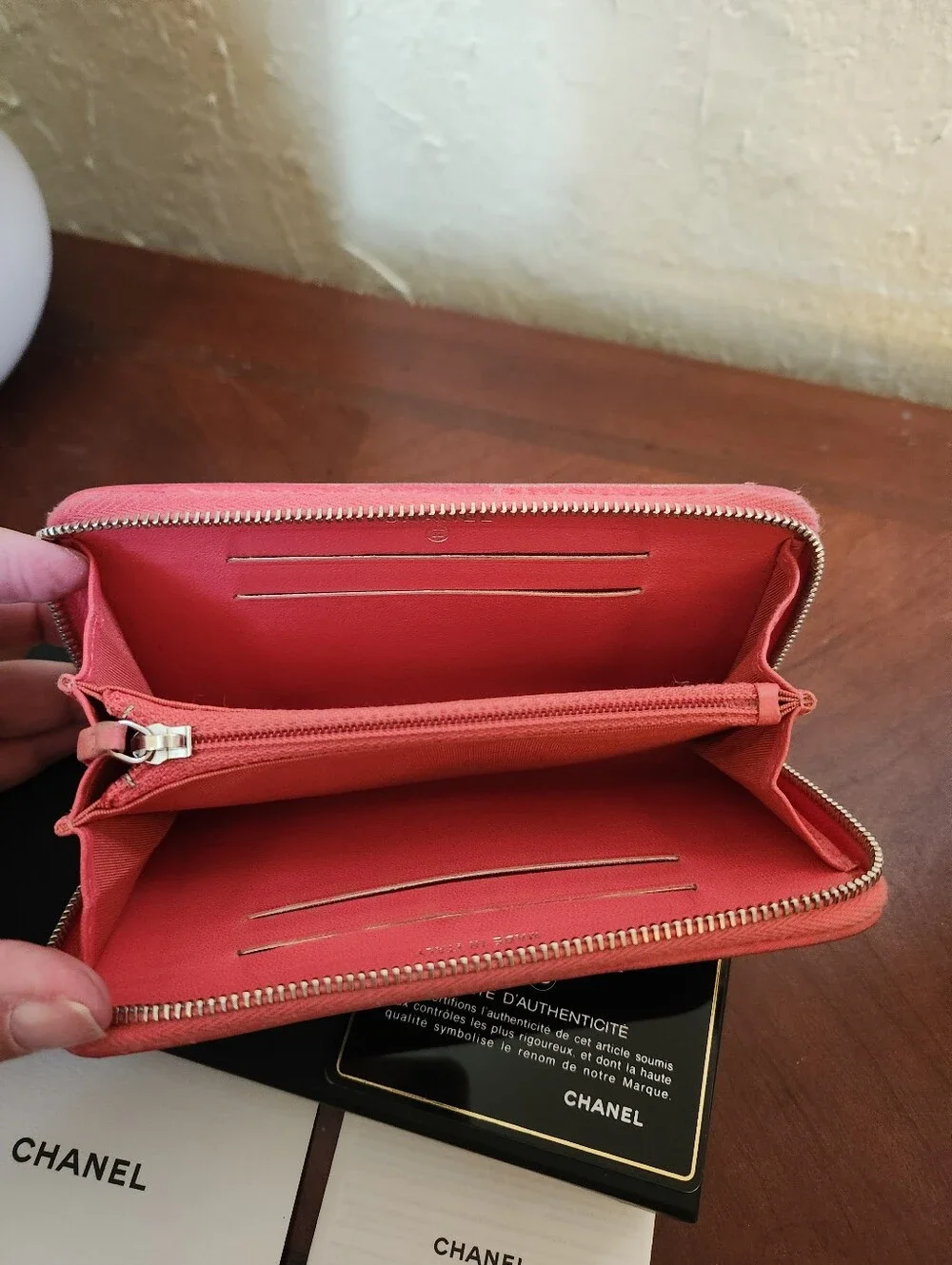 Chanel Matelasse Navy Pink Zip Medium Wallet